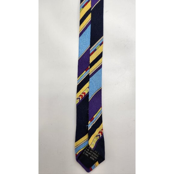 Versace V2 Mens Tie 55"x3.75" 100% Silk Vintage Stripes Made In Italy - Picture 7 of 9